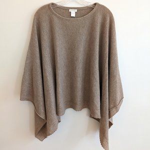Garnet Hill 100% Cashmere Poncho One Size Boatneck Ruana Crochet Lace Tan